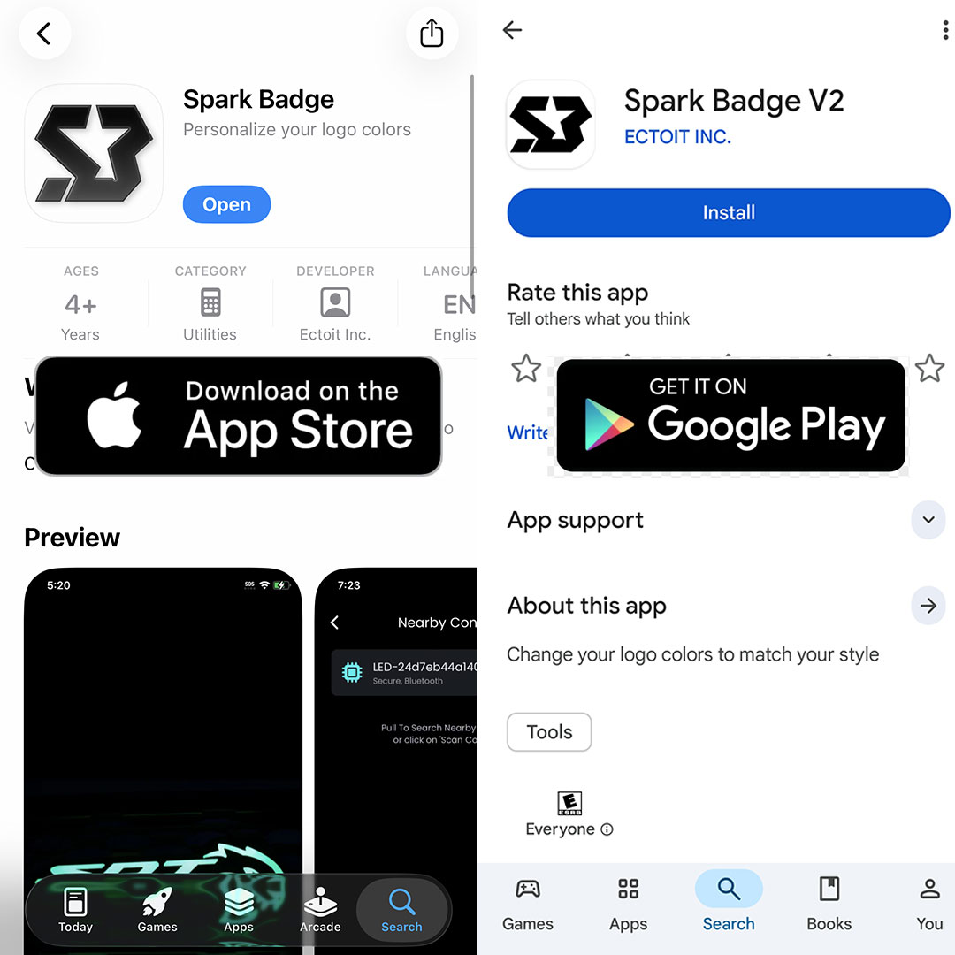 Day appearance of SparkBadge