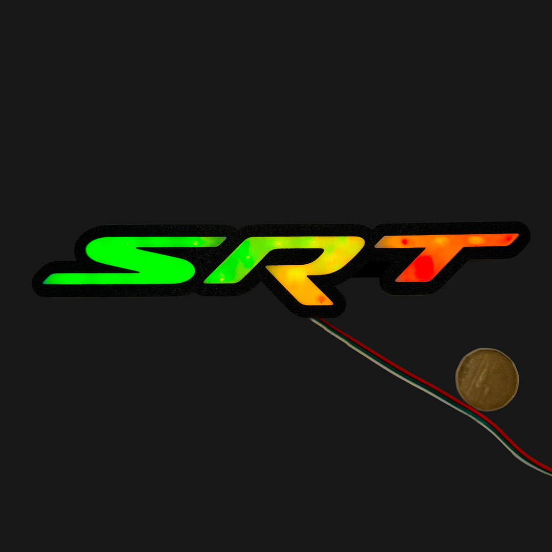 SRT badge glowing in the dark